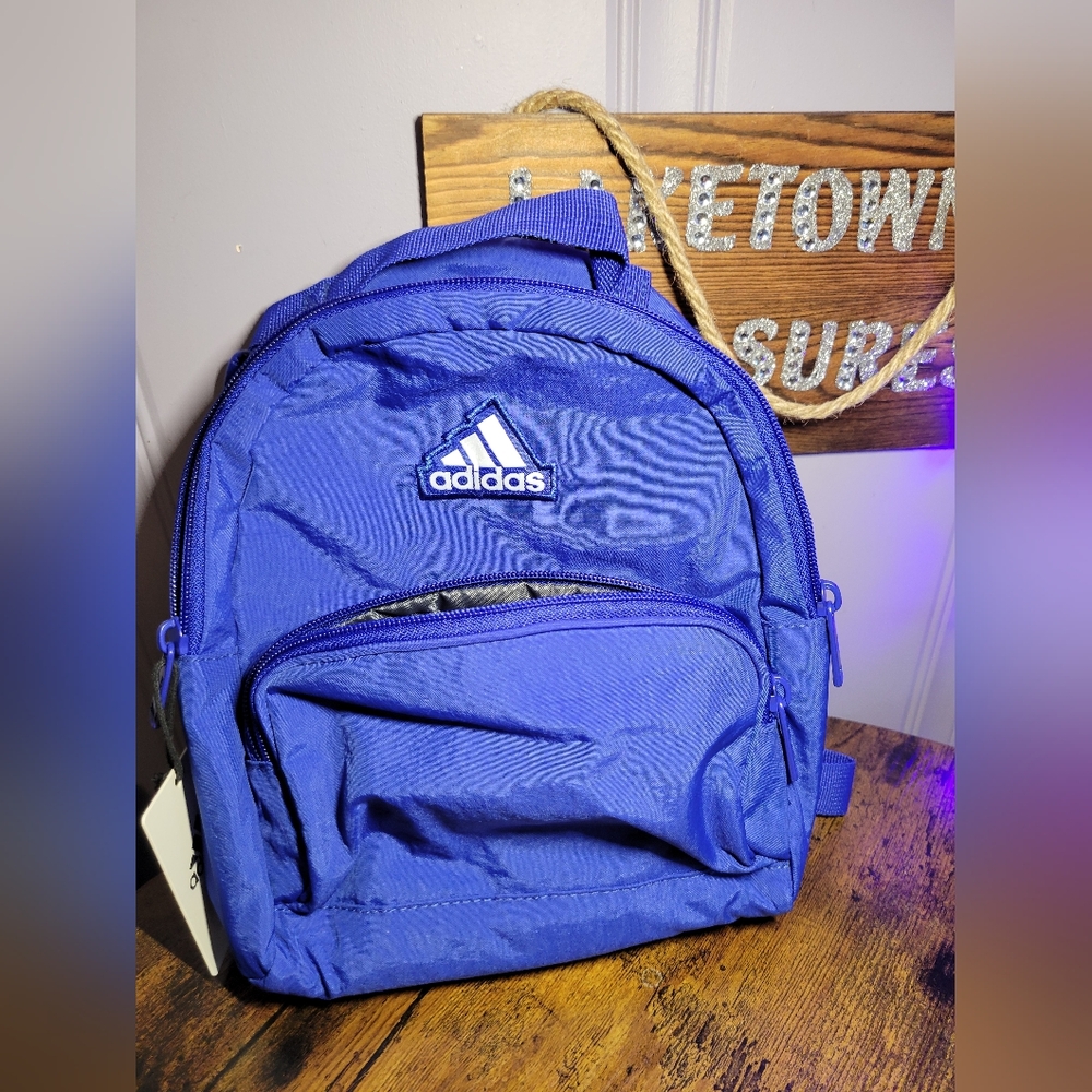 Adidas Must have Royal Blue mini Backpack w/keychain - Picture 8 of 12